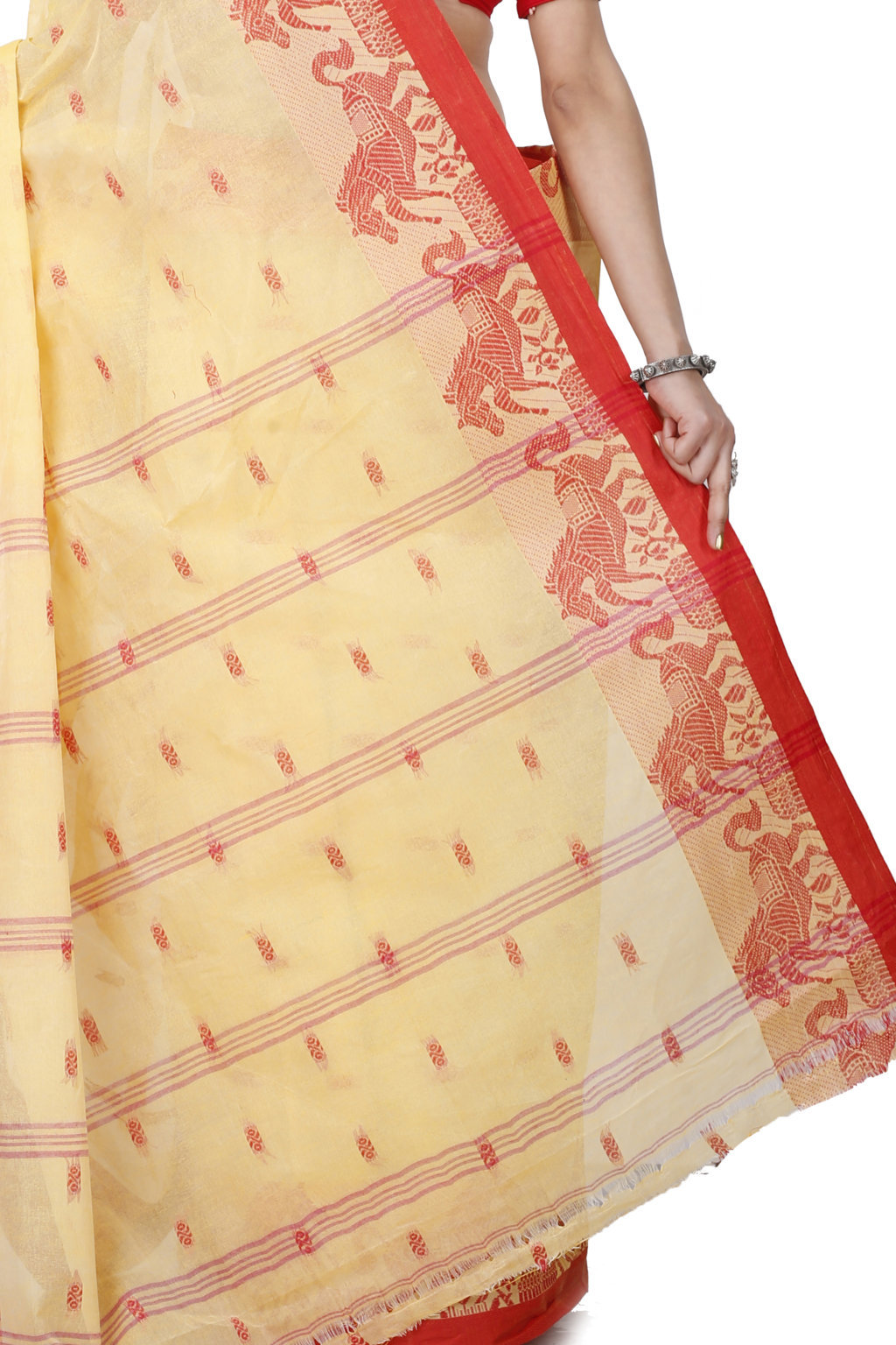 Light Yellow Pure Cotton Indrani Tant Saree (1017)
